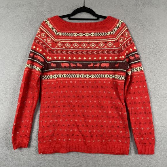 Woolrich Sweater Womens Medium Fair Isle Buffalo Sheep Wool Mohair Blend Pullove - Picture 4 of 9